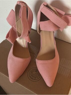 Pink Pointed-Toe Ankle Strap Heels